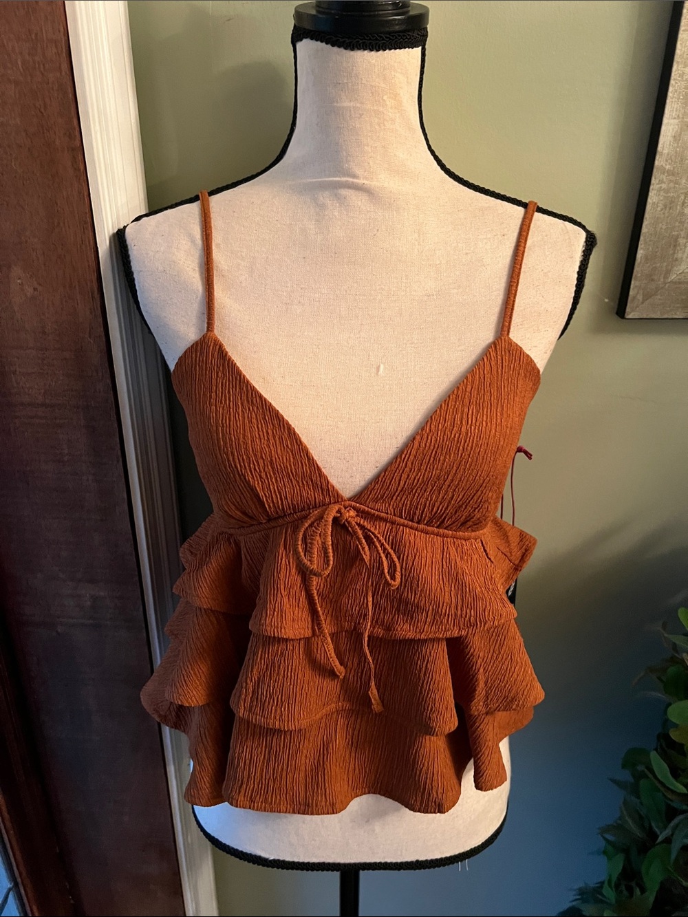 Madden Girl Rust Ruffle Tiered Camisole